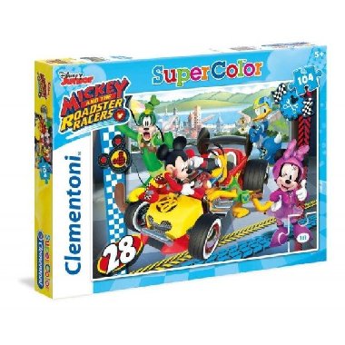 Puzzle Supercolor Mickey závodník/104 dí - neuveden