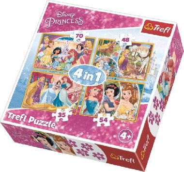 Puzzle: Disney princezny: Veselé krásky 4v1 (35,48,54,70 dílků) - neuveden