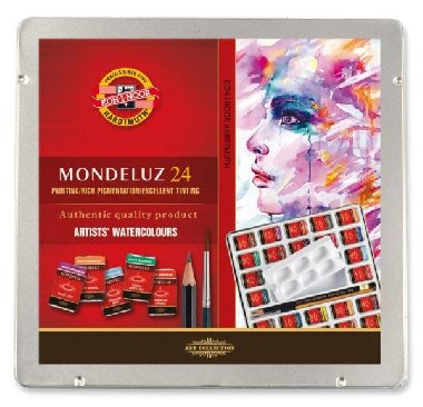 Koh-i-noor souprava akvarelových uměleckých barev MONDELUZ 24ks v plechové krabičce - neuveden