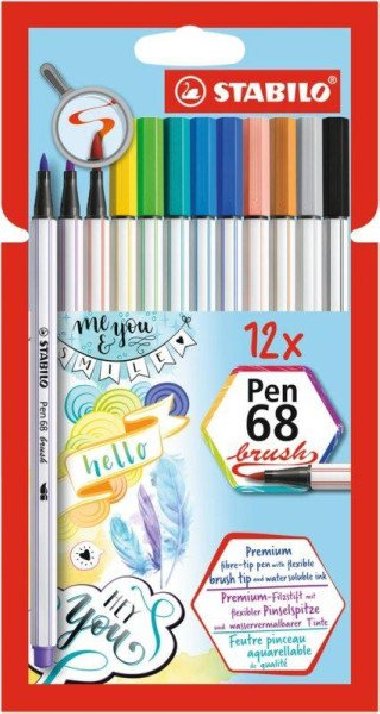 STABILO Fix Pen 68 brush, sada 12 ks v pouzdru - neuveden