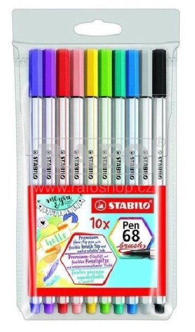 STABILO Fix Pen 68 brush, sada 10 ks v pouzdru PVC - neuveden