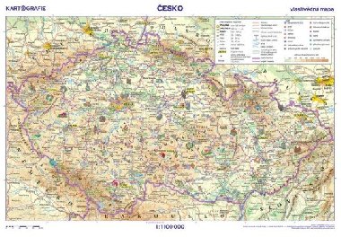 esko - vlastivdn mapa, 1 : 1 100 000 / obrysov mapa / 46 x 32 cm - Kartografie