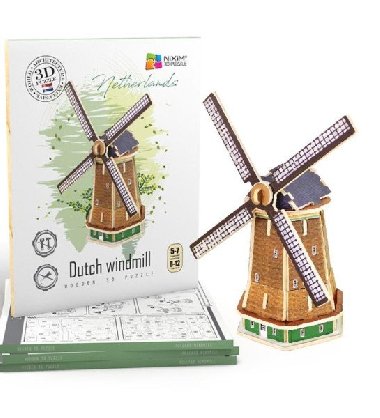 NiXiM Dřevěné 3D puzzle - Holandský větrný mlýn - neuveden