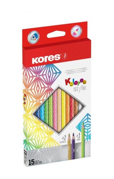 Kores Style trojhrann pastelky 15 barev - neuveden