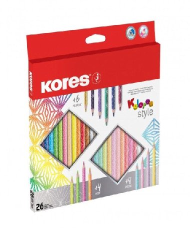 Kores Style trojhrann pastelky 26 barev - neuveden
