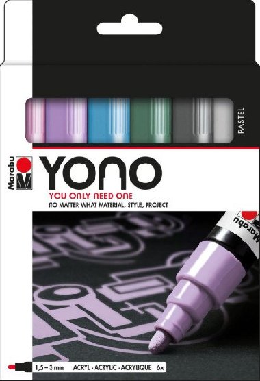 Marabu YONO Sada akrylových popisovačů - pastelové barvy 6x 1,5-3 mm - neuveden