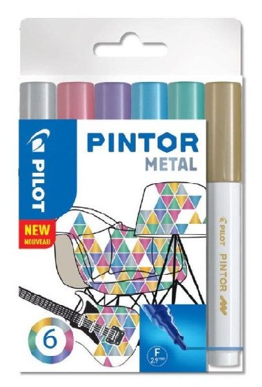 PILOT Pintor Fine Sada akrylovch popisova 0,9-1,5mm - Metal 6 ks - neuveden