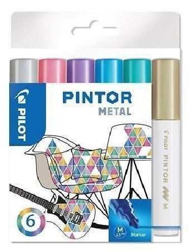 PILOT Pintor Medium Sada akrylovch popisova 1,5-2,2mm - Metal 6 ks - neuveden