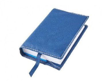 Variabilní kožený obal na knihu se záložkou - kůže modrá tmavá - neuveden