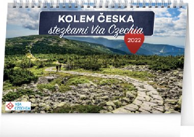Kalend 2022 stoln: Kolem eska stezkami Via Czechia, 23,1  14,5 cm - Presco