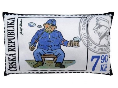 Švejk s půllitrem - poštovní známka/ Polštář 30x18cm - Lada Josef