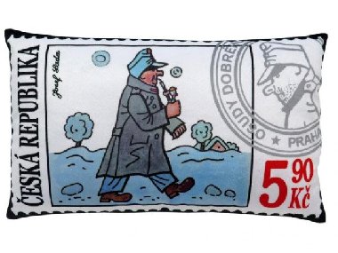 Švejk v zimě - poštovní známka/ Polštář 30x18cm - Lada Josef