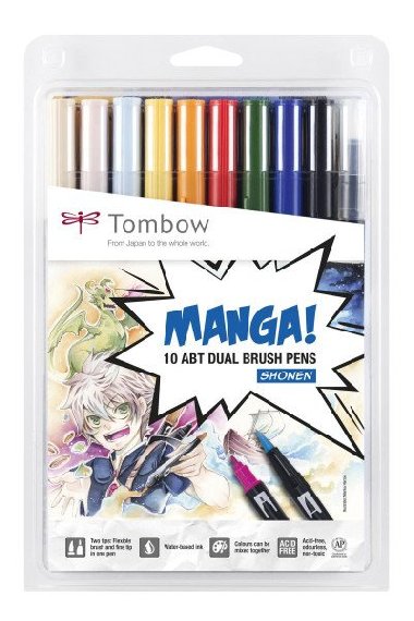Tombow Sada oboustrannch fix ABT Dual Brush Pen - Manga Shonen 10 ks - neuveden