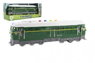 Lokomotiva/Vlak zelená plast 35cm na baterie se zvukem se světlem v krabici 41x16x12cm - neuveden