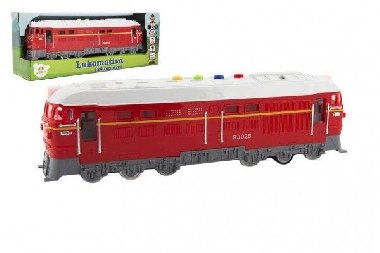 Lokomotiva/Vlak červená plast 34cm na baterie se zvukem se světlem v krabičce 41x16x12cm - neuveden