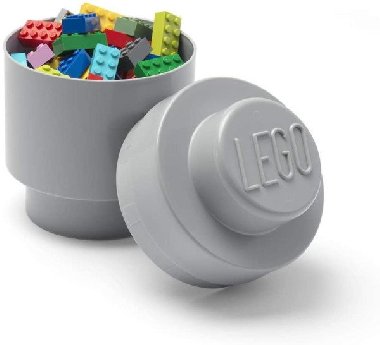 Úložný box LEGO kulatý - šedý - neuveden