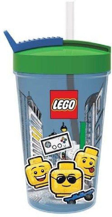 Kelímek s brčkem LEGO ICONIC Boy - modrá/zelená - neuveden