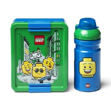 Svačinový set LEGO ICONIC Boy (láhev a box) - modrá/zelená - Lego