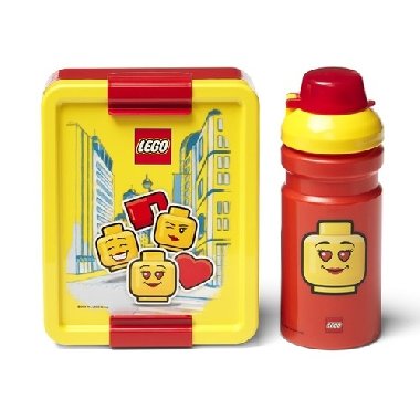 Svačinový set LEGO ICONIC Girl (láhev a box) - žlutá/červená - Lego