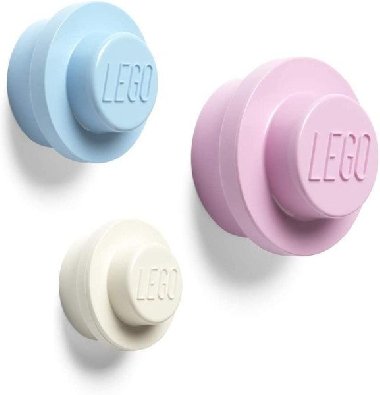 Věšák na zeď LEGO - bílý, světle modrý, růžový 3 ks - neuveden