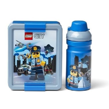 Svačinový set LEGO City (láhev a box) - modrá - Lego