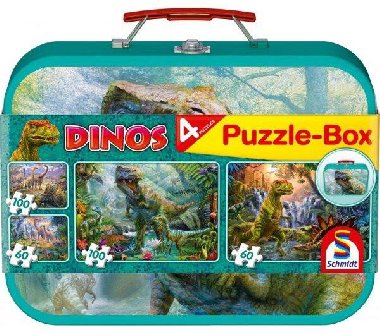 Schmidt Puzzle v plechovém kufříku - Dinosauři 4v1 - neuveden