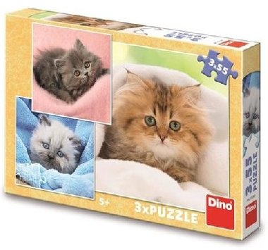 Puzzle Roztomilá koťátka 3x55 - Dino