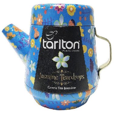 Čaj TARLTON Tea Pot Jasmine Teardrops - sypaný zelený čaj s kousky ovoce v plechové konvičce 100g - neuveden