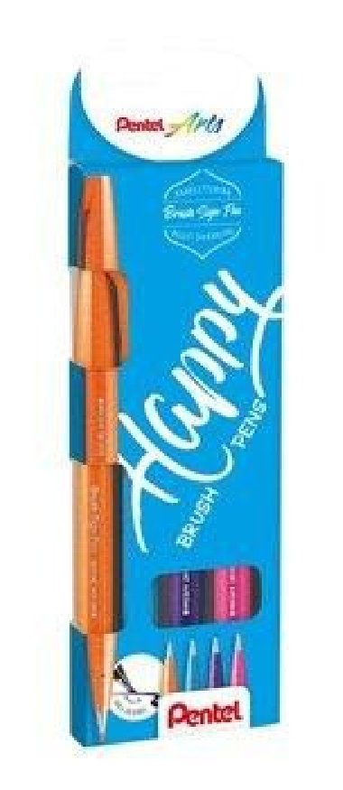 Popisovač Pentel Arts Touch Brush Sign Pen - Cool 4 ks, sada - neuveden