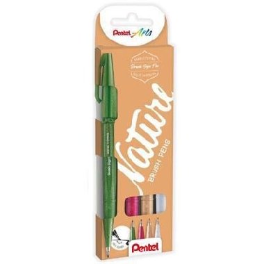 Popisovač Pentel Arts Touch Brush Sign Pen - Nature 4 ks, sada - neuveden
