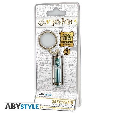 Harry Potter 3D kovová klíčenka - Přesýpací hodiny Zmijozel - neuveden