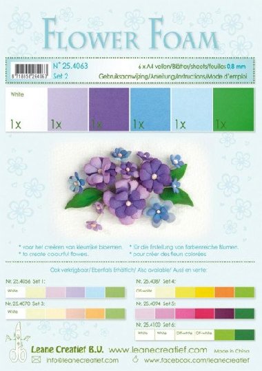 Flower Foam Speciální pěnová guma A4 - modrofialové barvy 6 ks - neuveden