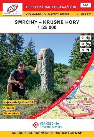 Via Czechia - Severn stezka - soubor map 1:25 000 - Smriny - Krun hory S1-7, 0-259 km - Geodzie On Line