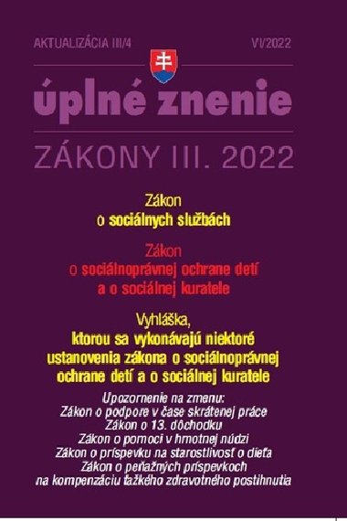 Aktualizácia III/4 2022 - Sociálne služby a sociálnoprávna ochrana detí