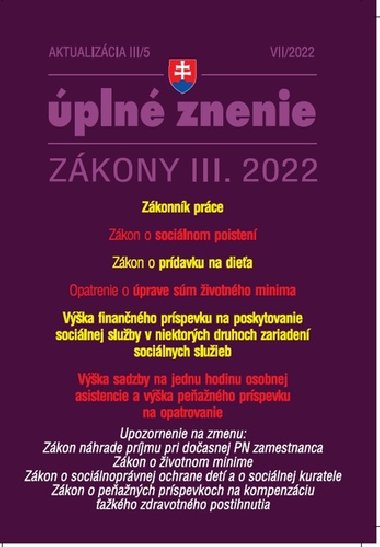 Aktualizácia III/5 2022 - Sociálne poistenie, Zákonník práce