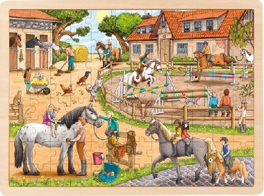 Dřevěné puzzle Jezdecká stáj 96 dílků