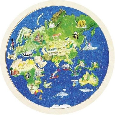 Oboustranné dřevěné puzzle Svět 57 dílků