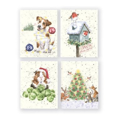 Wrendale Designs Sada dárkových kartiček s obálkou - Vánoční nadílka - neuveden