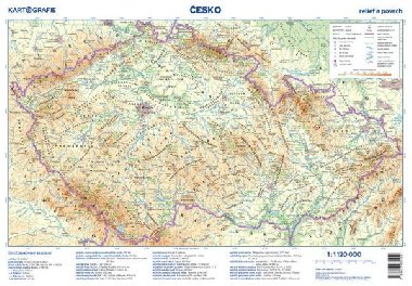 Česko - reliéf a povrch 1:1 120 000 nástěnná mapa - neuveden