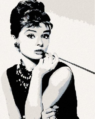 Malovn podle sel 40 x 50 cm - Audrey Hepburn ernobl - neuveden