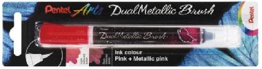 Pentel Dual Metallic Brush štětečkový popisovač - růžový - neuveden