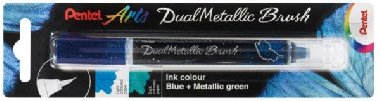 Pentel Dual Metallic Brush štětečkový popisovač - modrý - neuveden