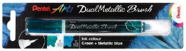 Pentel Dual Metallic Brush štětečkový popisovač - zelený - neuveden