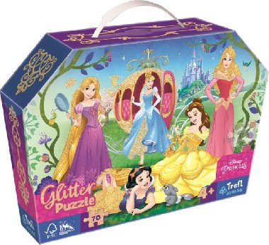 Trefl Puzzle v kufříku Disney: Šťastné princezny 70 dílků Třpytivé - neuveden
