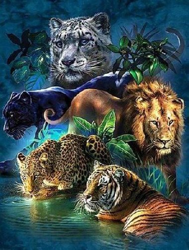 Diamantové malování - Zvířata džungle 40 x 50 cm (s rámem) - neuveden, neuveden