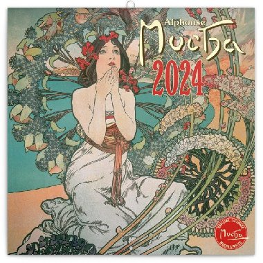 Kalendář 2024 poznámkový: Alfons Mucha, 30 × 30 cm - Presco