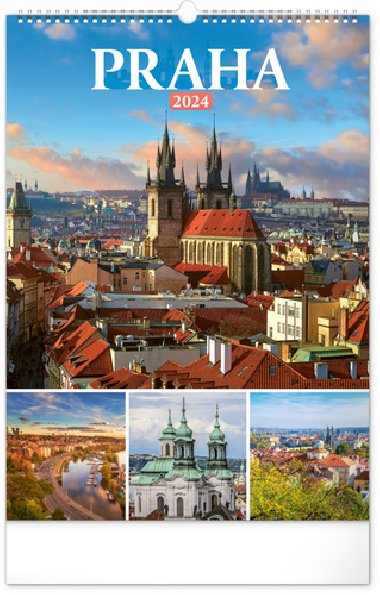 Kalendář 2024 nástěnný: Praha, 33 × 46 cm - Presco