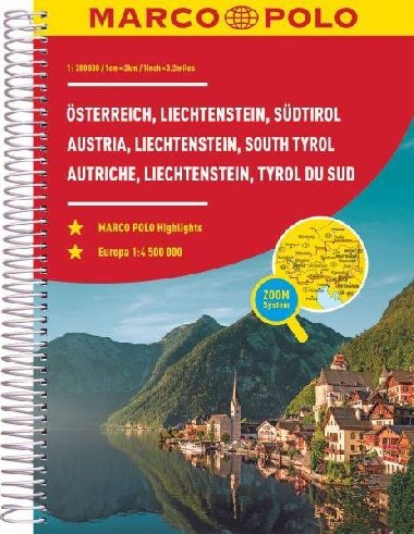 Rakousko, Lichtenštejnsko, Jižní Tyrolsko autoatlas 1:200 000 - Marco Polo
