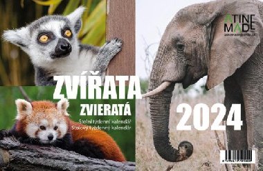 Kalendář 2024 Zvířata, stolní, týdenní, 225 x 150 mm - neuveden