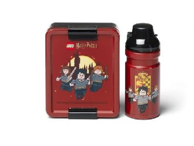 LEGO Harry Potter svačinový set (láhev 390 ml a box) - Nebelvír - Lego